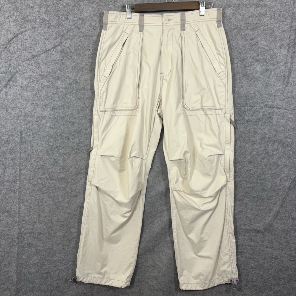 Pleasures Public Utility Pants Mens 32 Cream Bungee Hems Relaxed Fit Streetwear